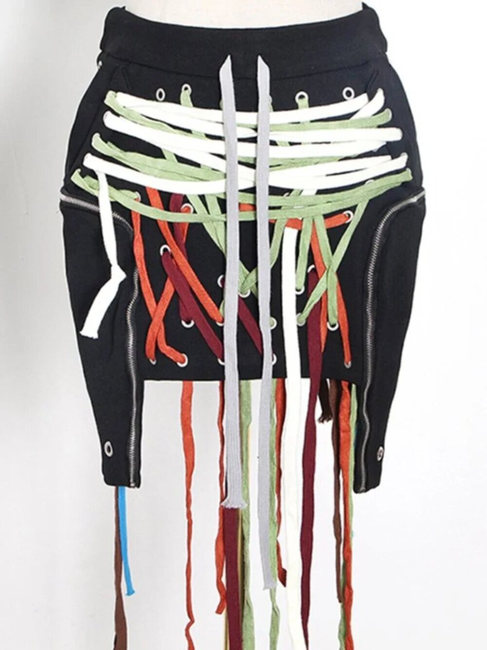 Shoelace Skirt With Zipper Detail